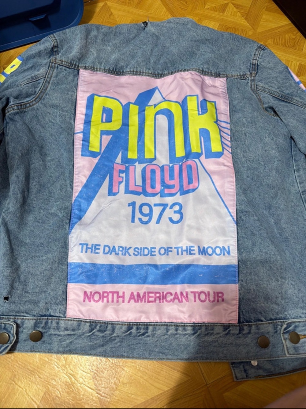 Pink Floyd 1973 Kids Denim Jacket - Pink/Blue Graphic Back Patch